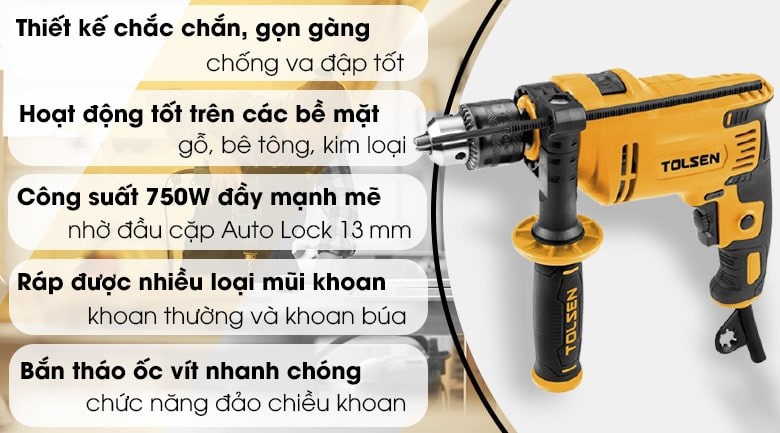 Máy khoan búa điện Tolsen 79505 750W