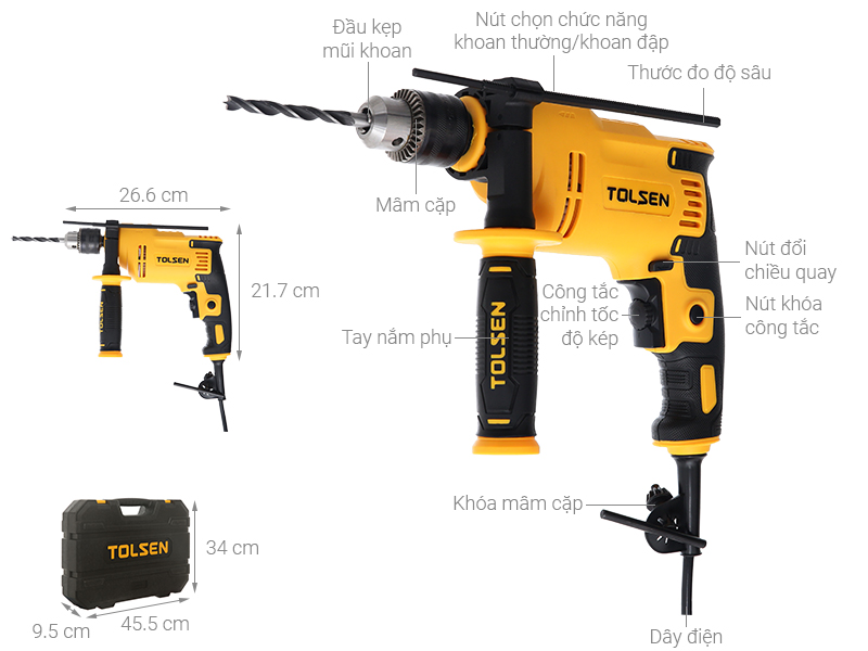 Máy khoan động lực điện Tolsen 79685 750W (95 phụ kiện)