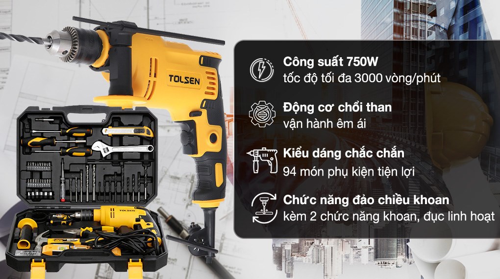 Máy khoan động lực điện Tolsen 79685 750W (95 phụ kiện)