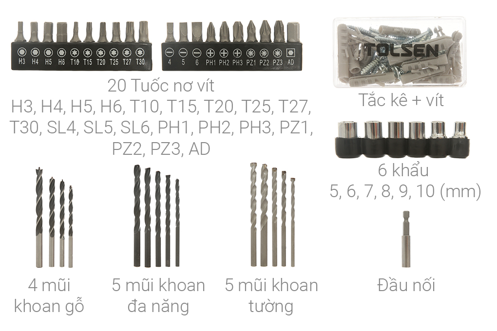 Máy khoan động lực điện Tolsen 79685 750W (95 phụ kiện) Màu Đen - Vàng