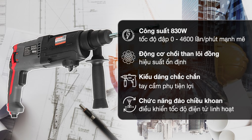 Máy khoan búa điện Kyocera AED2630VR 830W