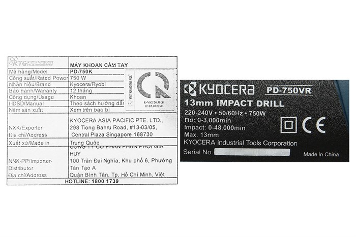 Máy khoan động lực điện Ryobi PD-750K 750W Màu Xanh Dương