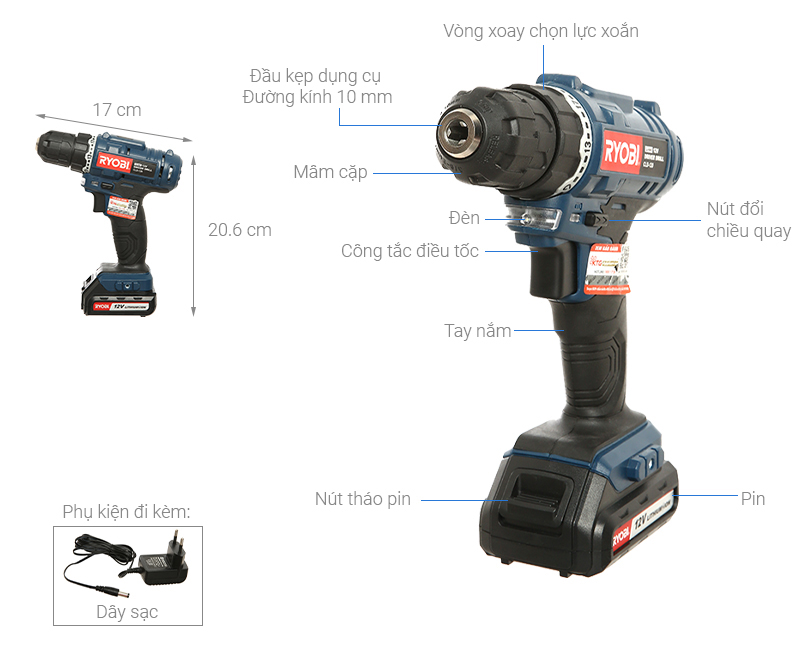 Máy khoan vặn vít pin Ryobi CLD-120 12V
