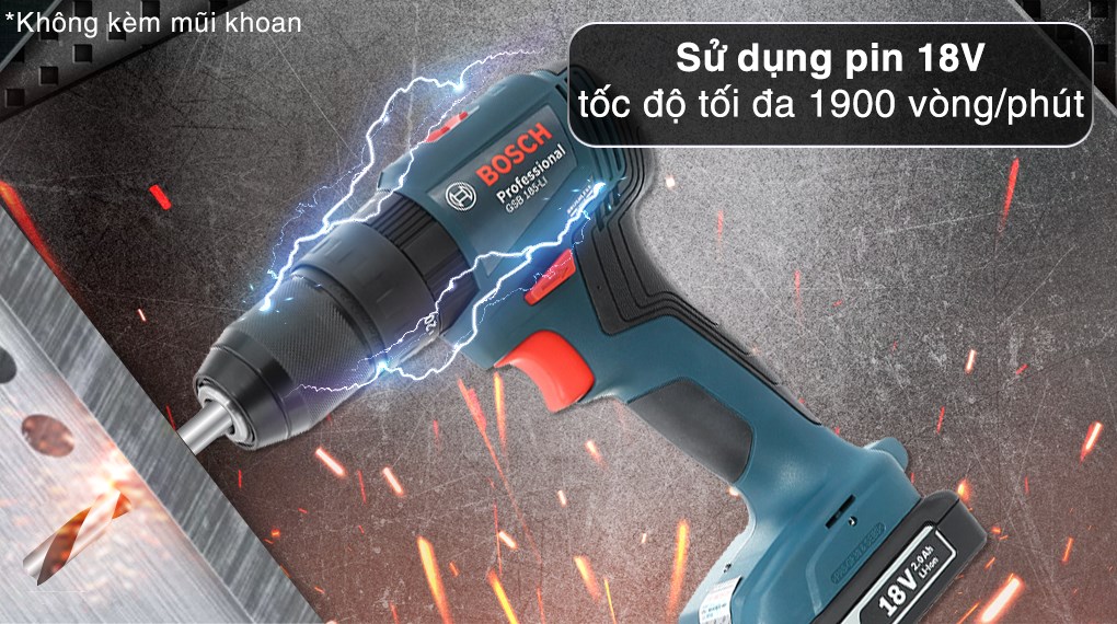 Máy khoan vặn vít pin Bosch GSB 185-LI 18V (1 pin, 1 sạc)