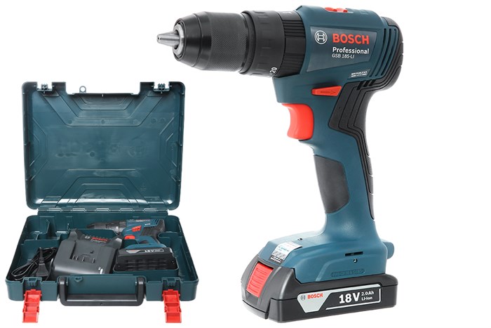 Máy khoan vặn vít pin Bosch GSB 185-LI 18V (1 pin, 1 sạc) Màu Xanh Dương