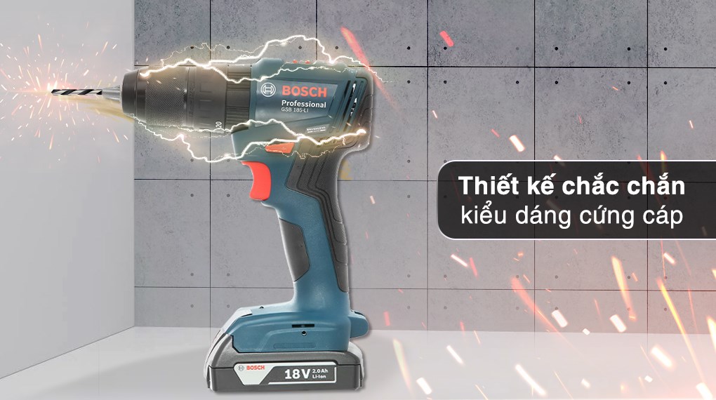 Máy khoan vặn vít pin Bosch GSB 185-LI 18V (2 pin, 1 sạc)
