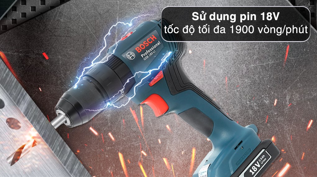 Máy khoan vặn vít pin Bosch GSB 185-LI 18V (2 pin, 1 sạc)