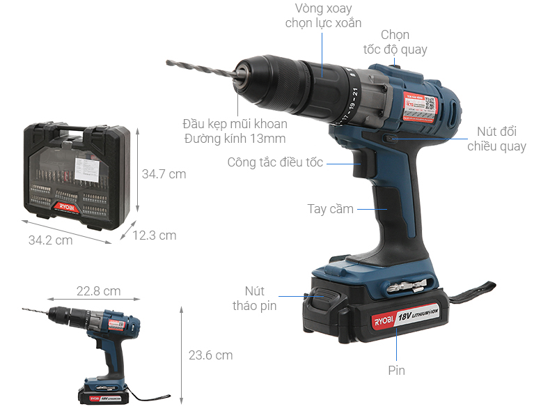 Máy khoan pin Ryobi CLI-1802K 18V