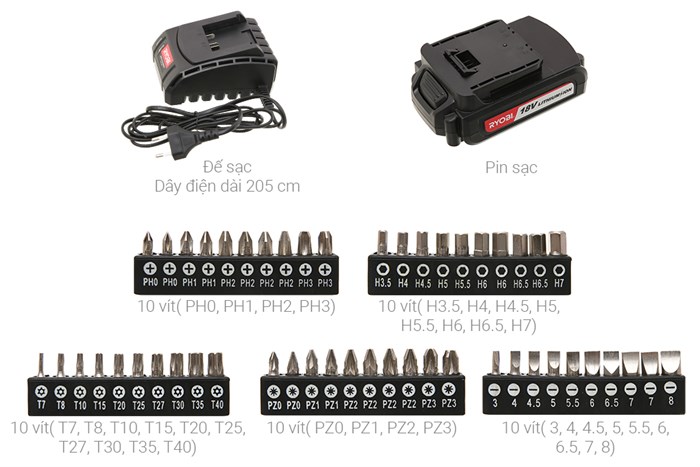 Máy khoan pin Ryobi CLI-1802K 18V Màu Xanh Dương