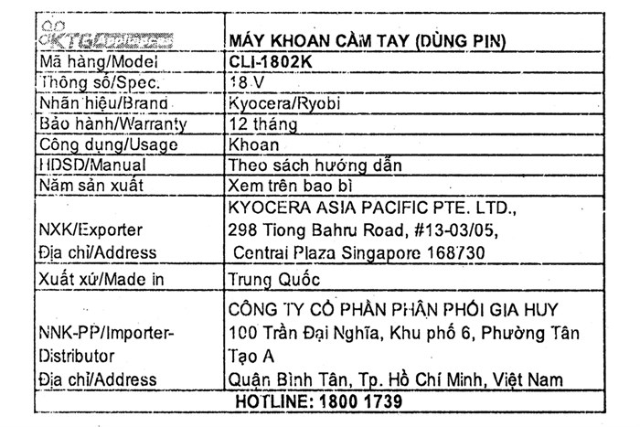 Máy khoan pin Ryobi CLI-1802K 18V Màu Xanh Dương
