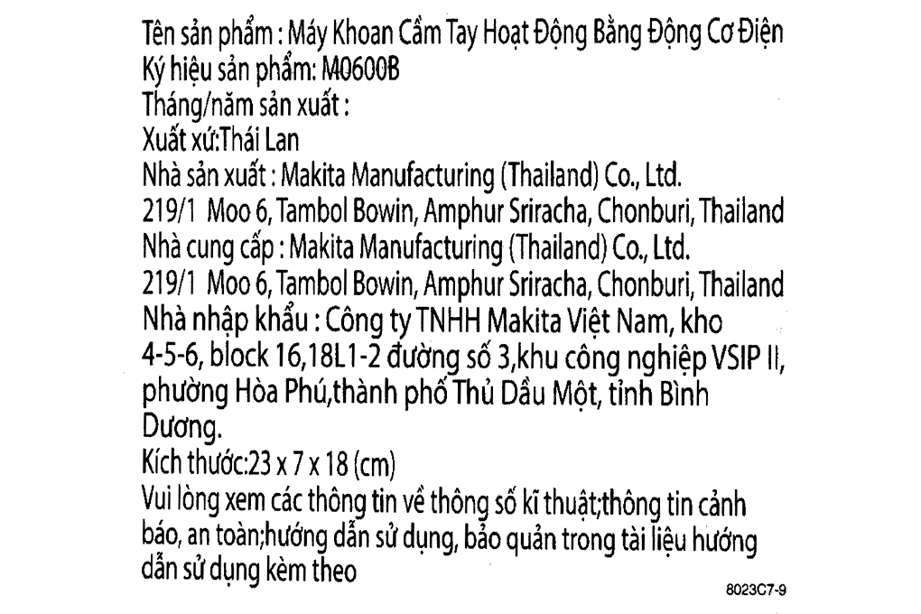 Máy khoan điện Makita M0600B 400W Màu Xanh lá
