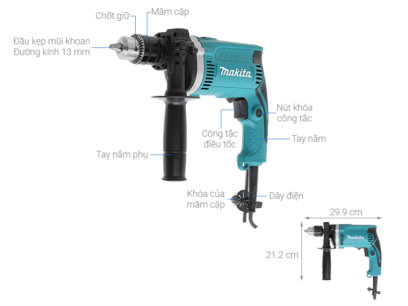 Máy khoan búa điện Makita HP1630 710W