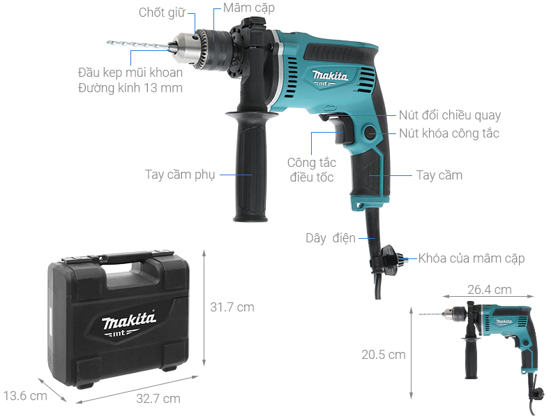 Máy khoan búa điện Makita M8103KX2B 430W