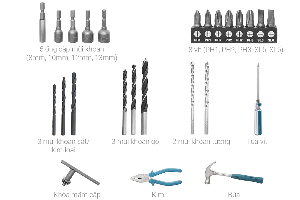 Máy khoan búa điện Makita M8103KX2B 430W Màu Xanh lá