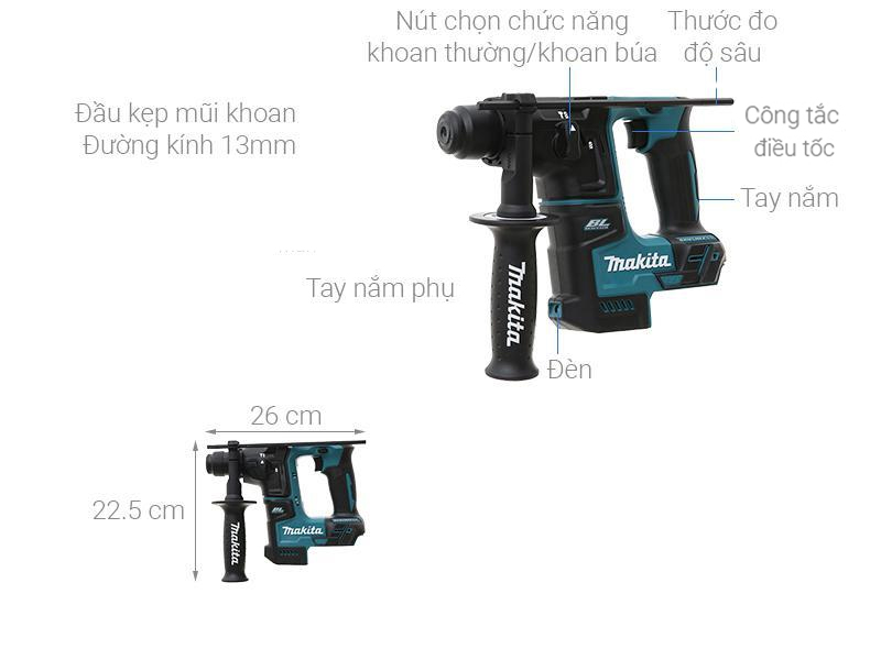Máy khoan búa pin Makita DHR171Z 18V (không kèm pin, sạc)