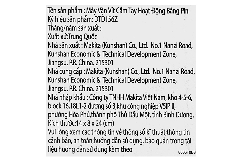 Máy vặn vít pin Makita DTD156Z 18V (không kèm pin, sạc) - 11