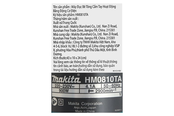 Máy đục bê tông điện Makita HM0810TA 900W