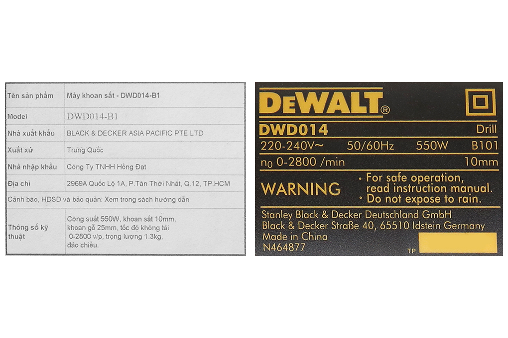 Máy khoan điện Dewalt DWD014-B1 550W Màu Đen - Vàng