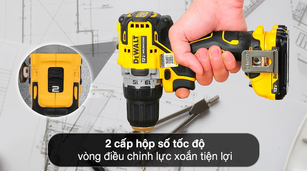 Máy khoan pin Dewalt DCD701D2-KR 12V (2 pin 2 Ah, 1 sạc)