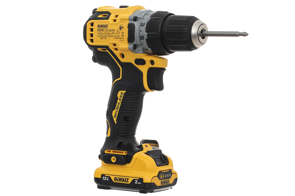 Máy khoan pin Dewalt DCD701D2-KR 12V (2 pin 2 Ah, 1 sạc) Màu Đen - Vàng