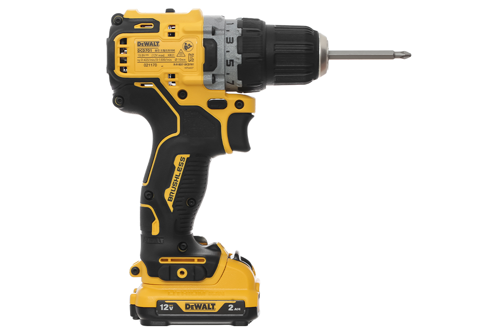 Máy khoan pin Dewalt DCD701D2-KR 12V (2 pin 2 Ah, 1 sạc) Màu Đen - Vàng