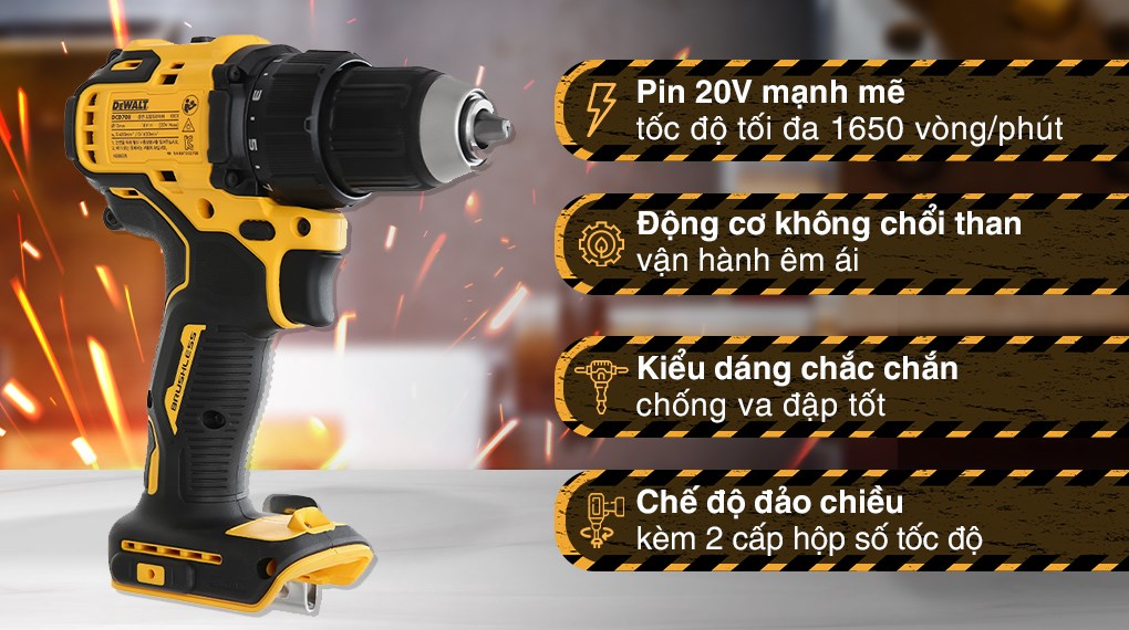 Máy khoan vặn vít pin Dewalt DCD708N-KR 20V (không kèm pin, sạc)