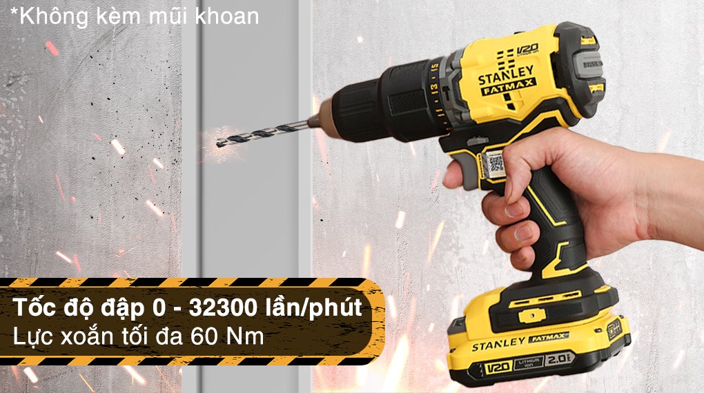 Máy khoan động lực pin Stanley SBD715D2K-B1 20V (2 pin 2 Ah, 1 sạc)