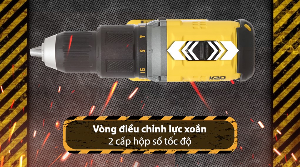 Máy khoan động lực pin Stanley SBD715D2K-B1 20V (2 pin 2 Ah, 1 sạc)