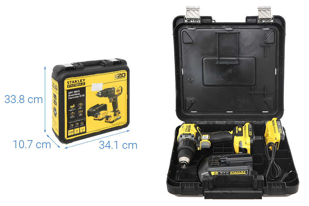 Máy khoan động lực pin Stanley SBD715D2K-B1 20V (2 pin 2 Ah, 1 sạc) Màu Đen - Vàng