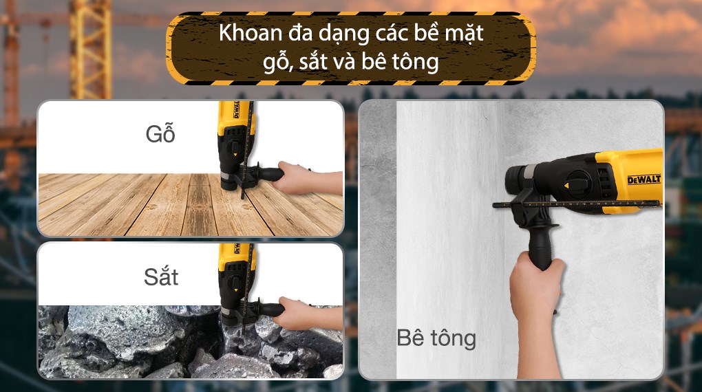 Máy khoan búa điện Dewalt D25032K-B1 710W