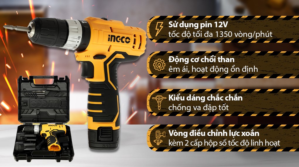 Máy khoan búa pin Ingco CIDLI1232 12V