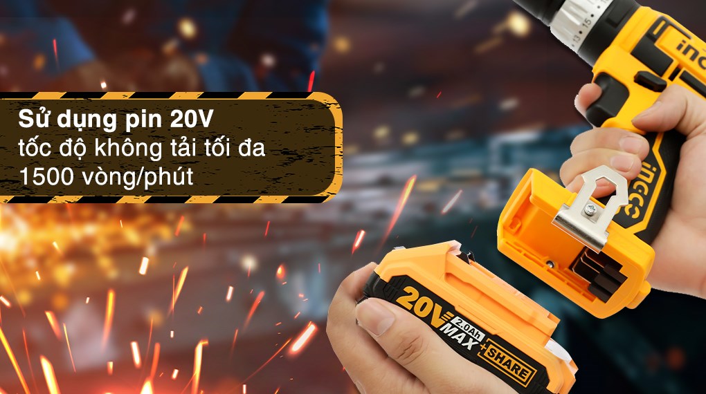 Máy khoan búa pin Ingco CIDLI2002 20V