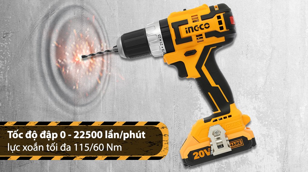 Máy khoan búa pin Ingco CIDLI20608 20V (2 pin)