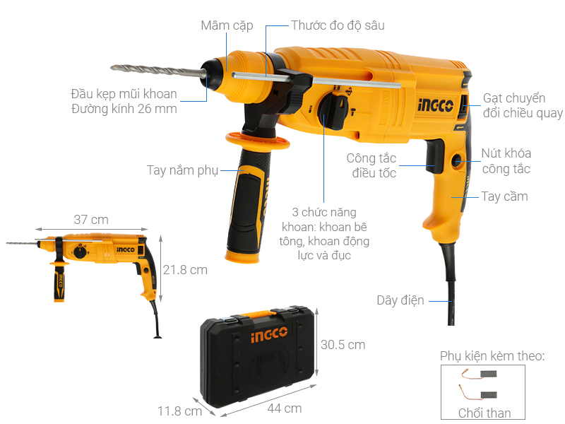 Máy khoan búa điện Ingco RGH9028 800W