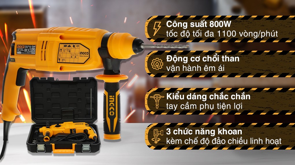 Máy khoan búa điện Ingco RGH9028 800W
