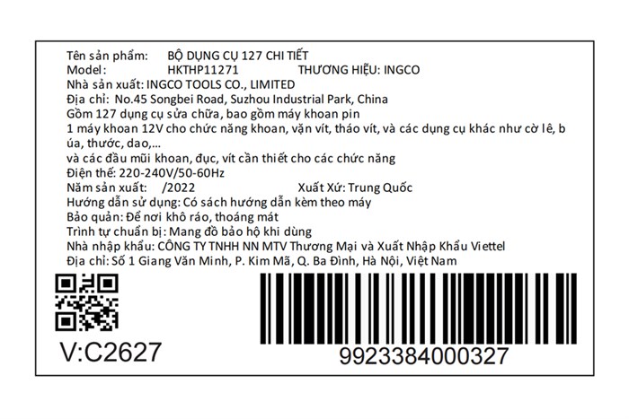 Bộ máy khoan pin Ingco HKTHP11271 12V (127 món)