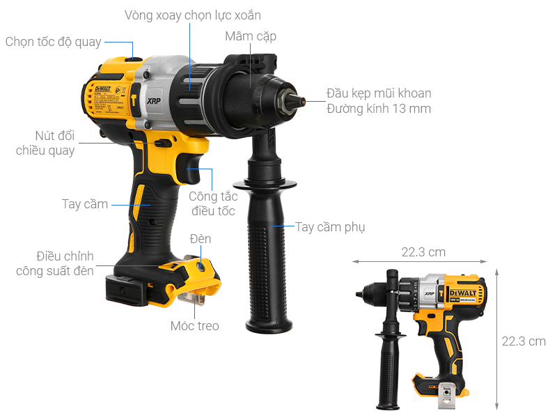 Máy khoan vặn vít động lực pin Dewalt DCD996N-KR 18V (không kèm pin, sạc)