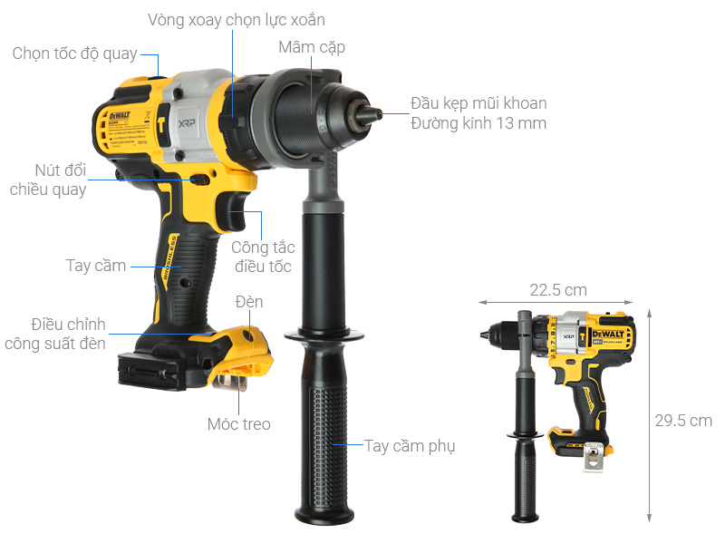 Máy khoan vặn vít động lực pin Dewalt DCD999N-B1 20V (không kèm pin, sạc)