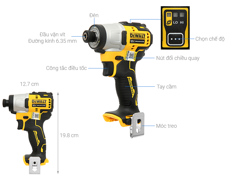 Máy vặn vít pin Dewalt DCF801N-KR 12V (không kèm pin, sạc)
