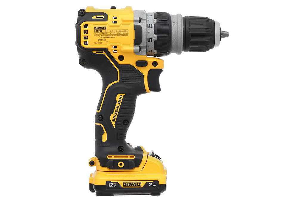 Bộ máy khoan đa năng pin Dewalt DCD703D2-B1 12V (2 pin, 1 sạc) Màu Đen - Vàng