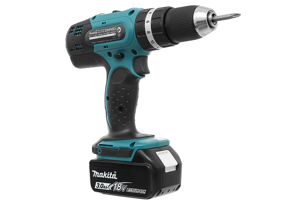 Máy khoan vặn vít động lực pin Makita DHP453SFX8 18V (1 pin, 1 sạc) Màu Xanh lá