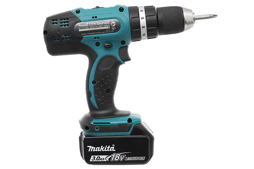 Máy khoan vặn vít động lực pin Makita DHP453SFX8 18V (1 pin, 1 sạc) Màu Xanh lá