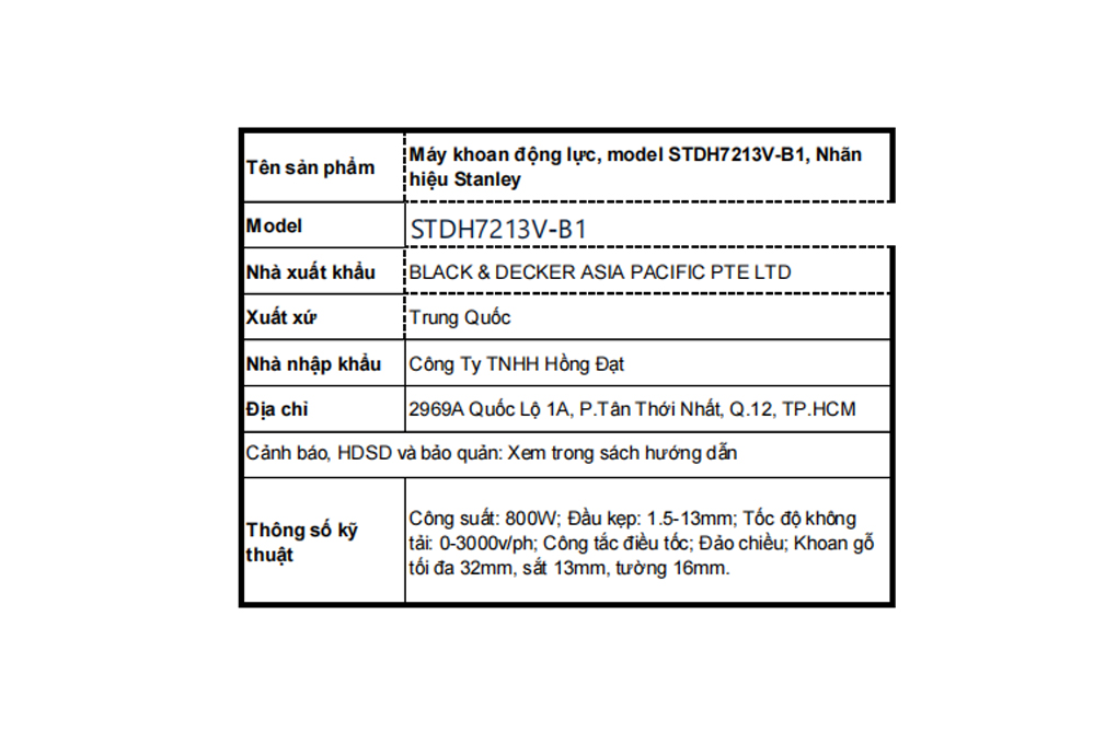 Bộ máy khoan đa năng điện Stanley STDH7213V-B1 800W Màu Đen - Vàng