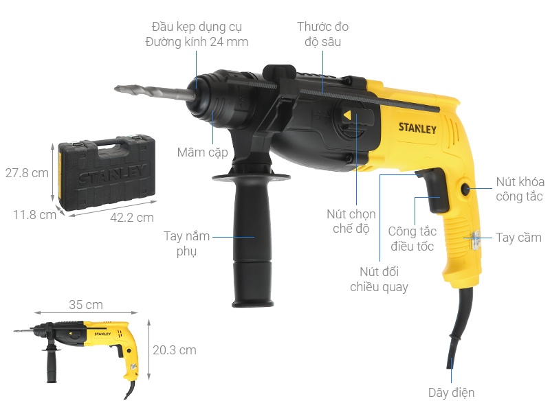 Máy khoan búa điện Stanley SHR243KA-B1 780W