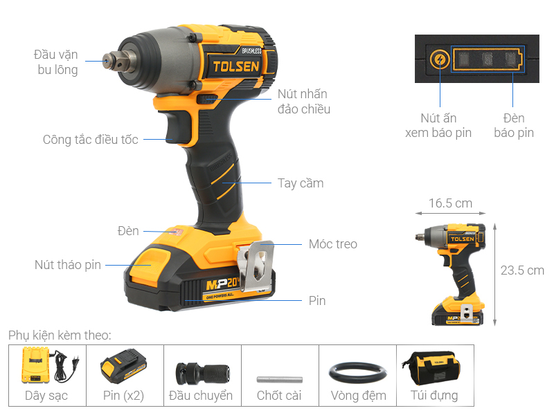 Máy vặn vít pin Tolsen 87258 20V