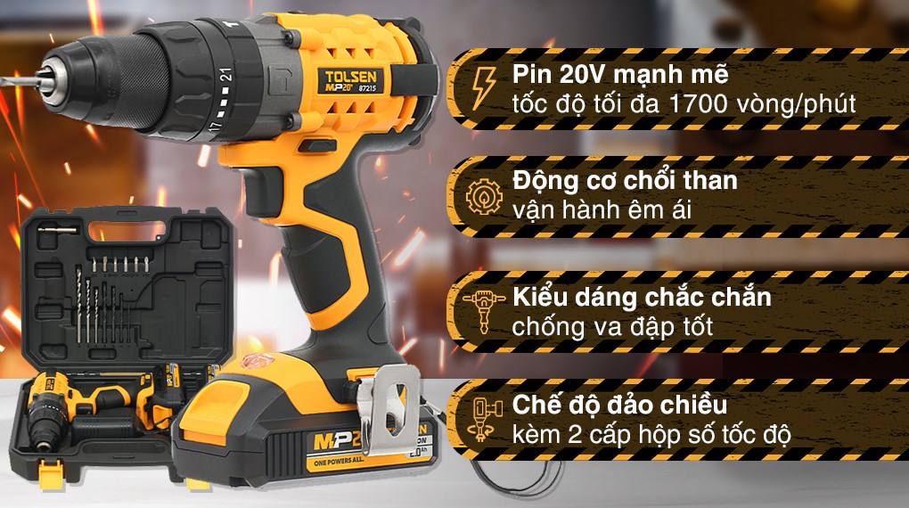 Máy khoan búa pin Tolsen 87215 20V