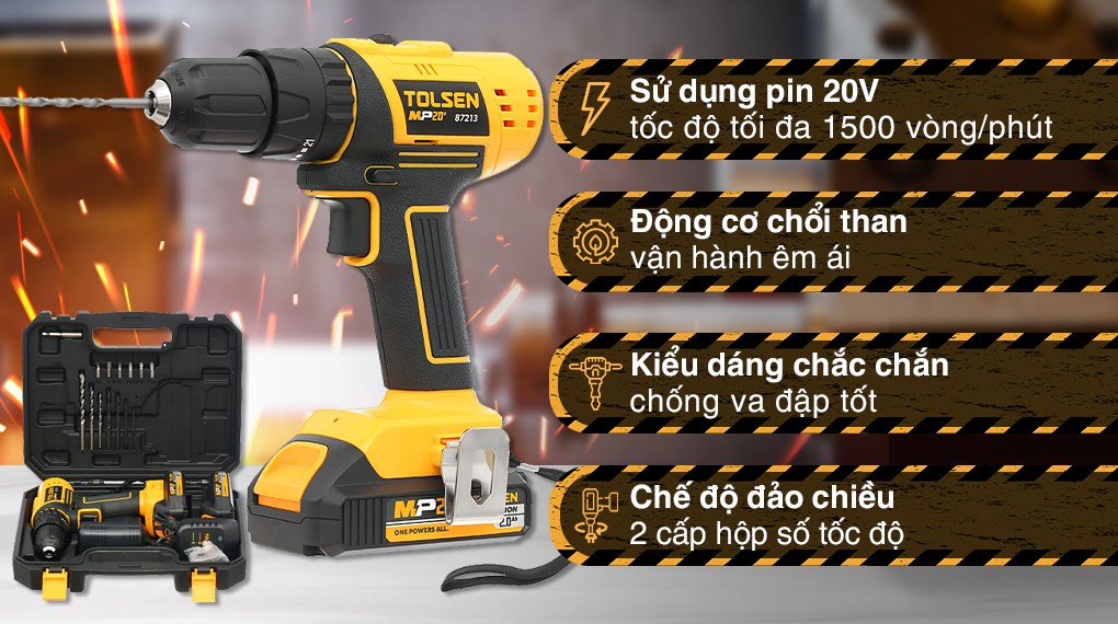 Máy khoan búa pin Tolsen 87213 20V