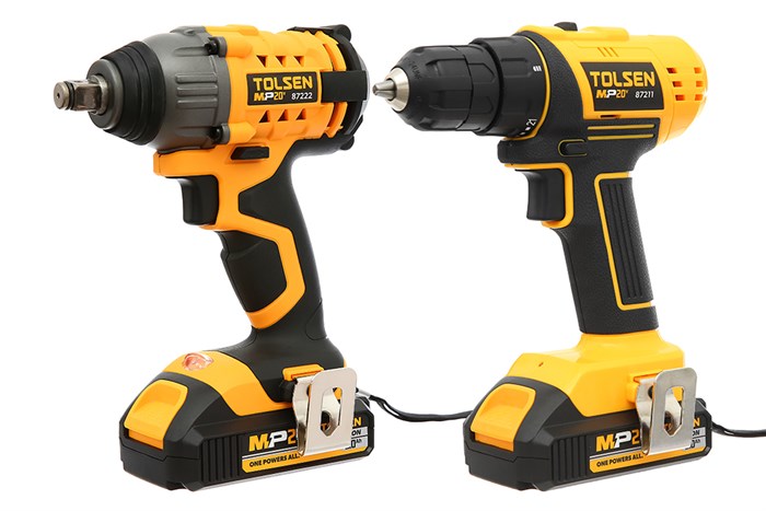Bộ 2 máy khoan pin và máy vặn bu lông pin Tolsen 87240 20V Màu Đen - Vàng