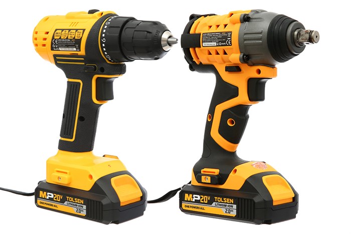 Bộ 2 máy khoan pin và máy vặn bu lông pin Tolsen 87240 20V Màu Đen - Vàng