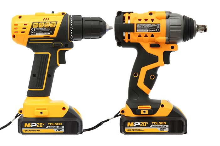 Bộ 2 máy khoan pin và máy vặn bu lông pin Tolsen 87240 20V Màu Đen - Vàng